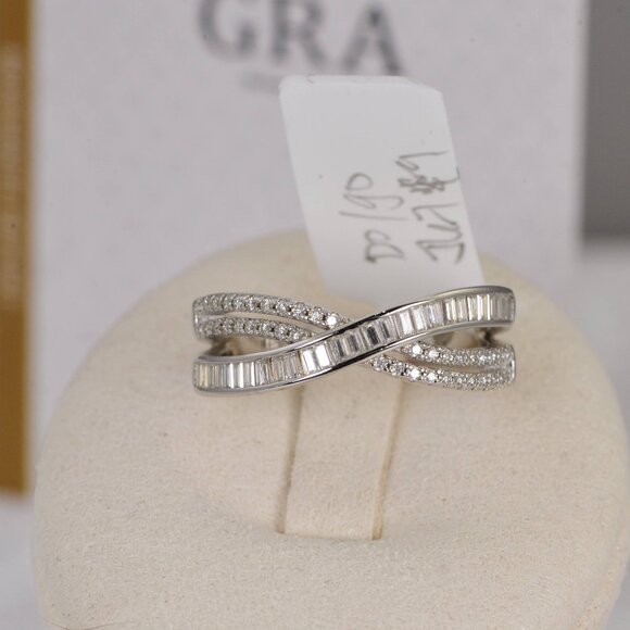 GRA Certified Emerald Round Cut Half Band Moissanite Ring 925 Sterling - Picture 1 of 5